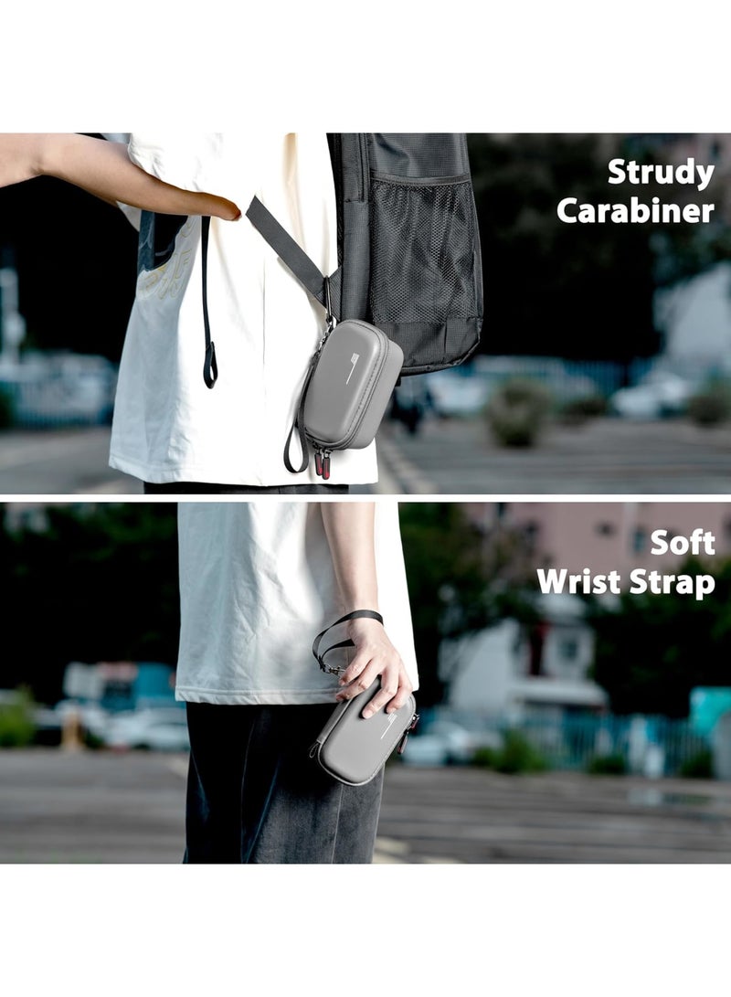 SYOSI Carrying Case for Insta360 X5, Hard Shell Protective Travel Bag with Wrist Strap and Carabiner, Small Portable Storage Organizer for Action Camera and Accessories, Black - Image 3