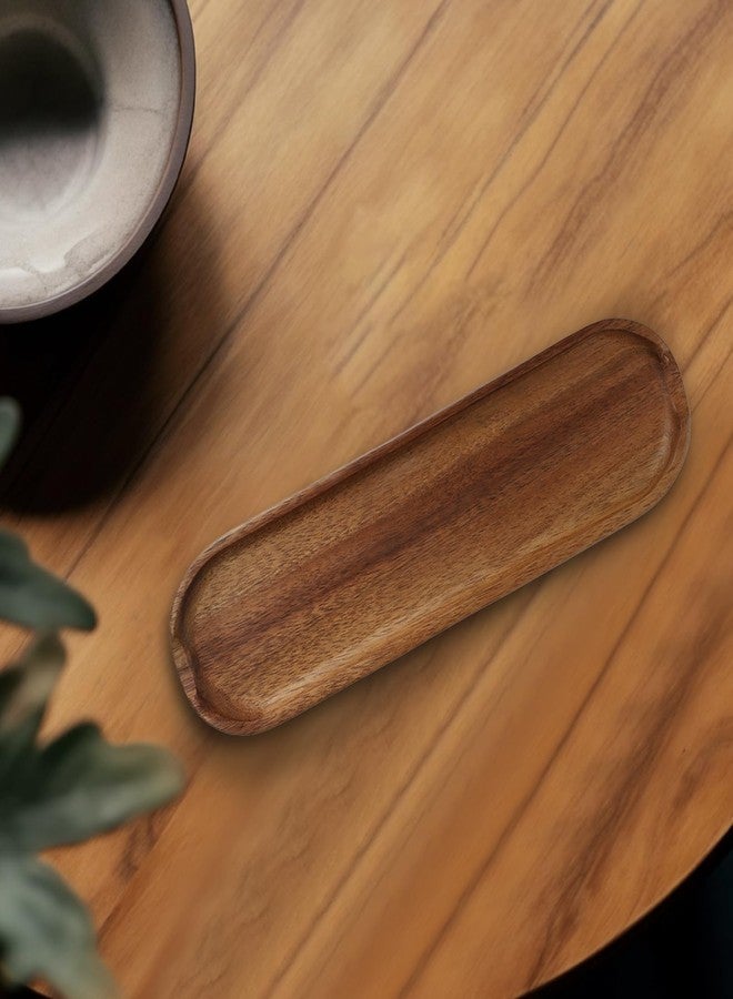 PKRFCJ Wooden Tray Brown Pen Tray, Wood Desk Accessories, Minimalist Pen Rest Suitable for School, Home, Office Desk Art Accessories (9.8 * 2.8in) - Image 2