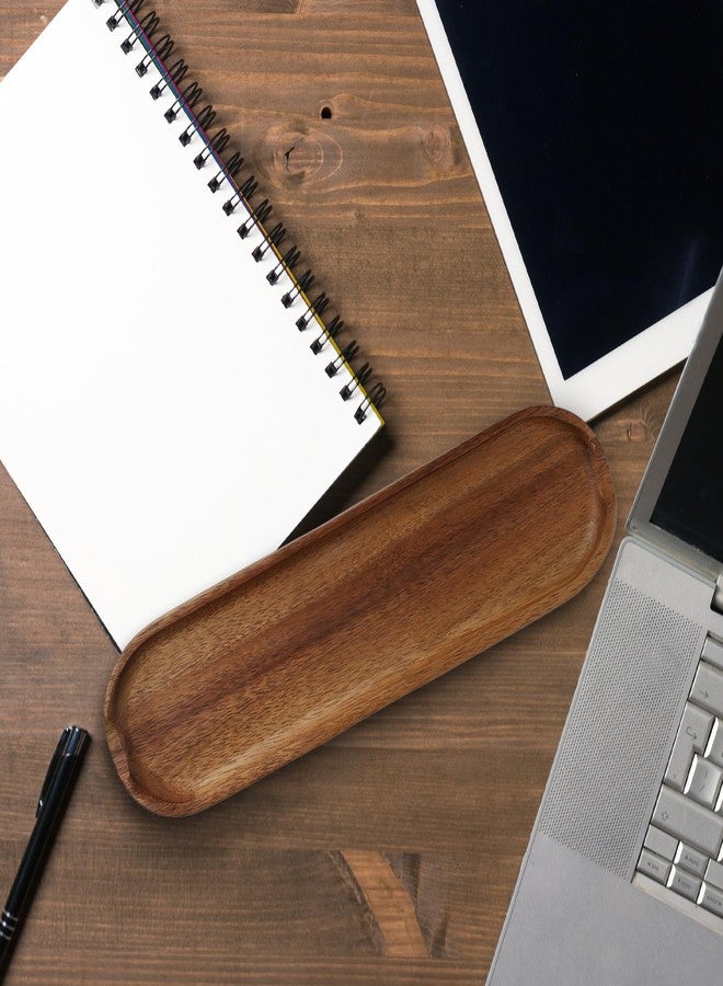PKRFCJ Wooden Tray Brown Pen Tray, Wood Desk Accessories, Minimalist Pen Rest Suitable for School, Home, Office Desk Art Accessories (9.8 * 2.8in) - Image 4
