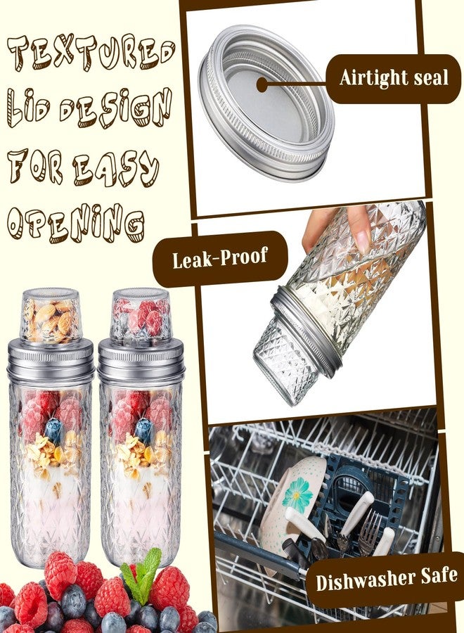 Vesici 4 Pack 25 oz Overnight Oats Containers with Lids Dual-laryer Pudding Jars with Dry and Wet Separation Overnight Oats Containers Yogurt Parfait Cups Prep Glass Jars for Oatmeal Nut - Image 5