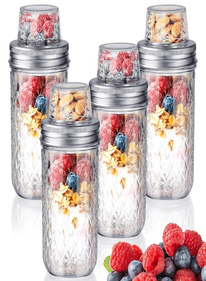 Vesici 4 Pack 25 oz Overnight Oats Containers with Lids Dual-laryer Pudding Jars with Dry and Wet Separation Overnight Oats Containers Yogurt Parfait Cups Prep Glass Jars for Oatmeal Nut - Image 1