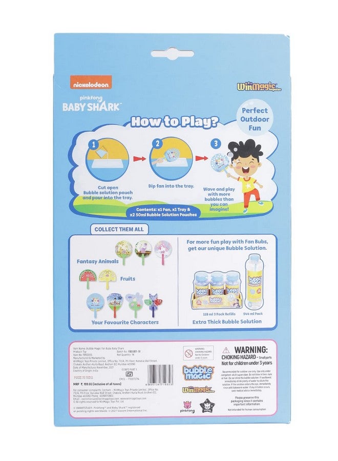Bubble Magic Fan Bubs Baby Shark, Bubble Solution with Hand Fan for The Kids 3 Years and Above, Multicolor, (FB50005) - Image 5