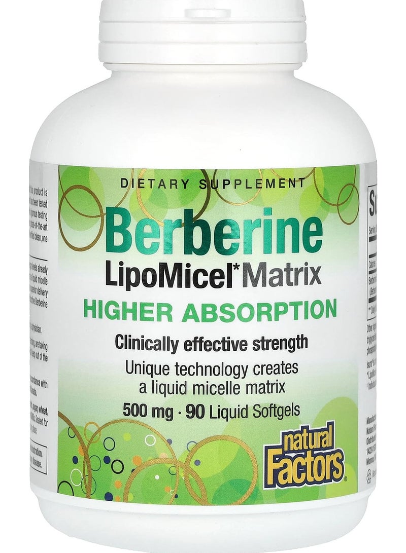 natural Factors Berberine LipoMicel Matrix 500 mg 90 Liquid Softgels