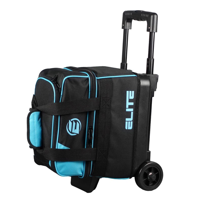 ELITE Basic Single 1 Ball Roller Bowling Bag with Rolling Wheels Holds Bowling Shoes up to US Size 105 Mens Aqua