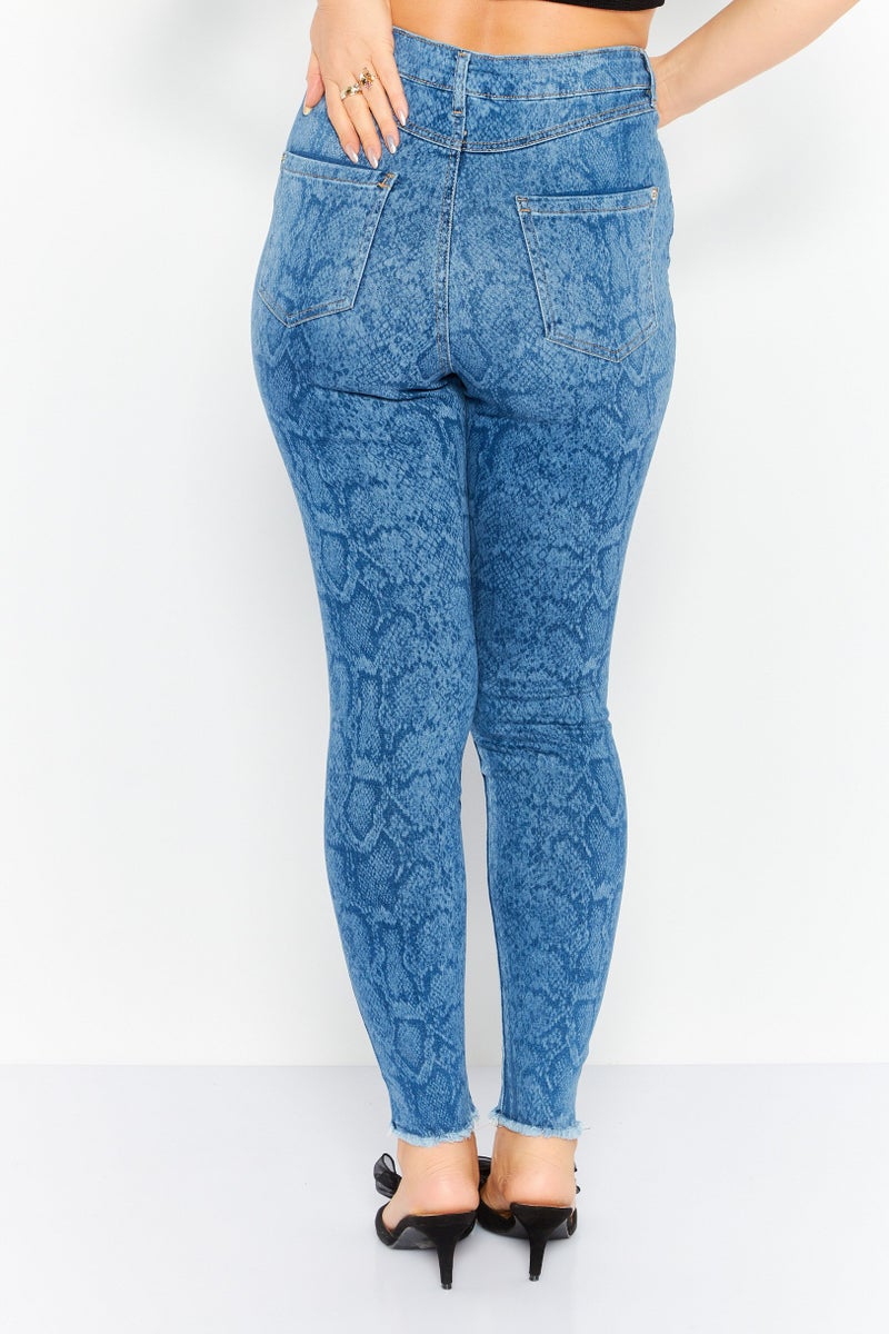 INC Denim جينز نسائي ضيق عالي الخصر بتمدد، أزرق - Image 3
