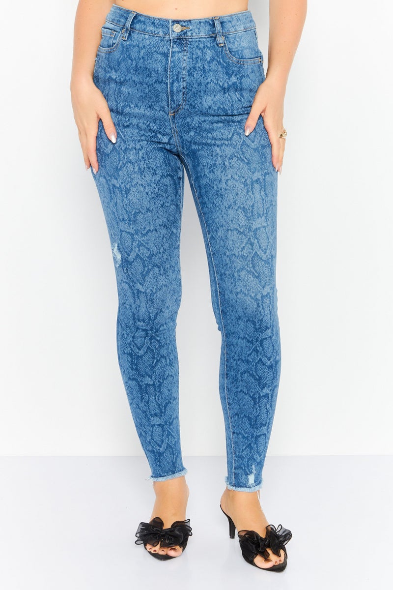 INC Denim جينز نسائي ضيق عالي الخصر بتمدد، أزرق - Image 1