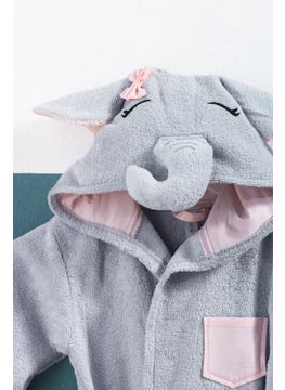 Tanem Home 100% Cotton Elephant Pattern Embroidered Children's Bathrobe for Girls  - Image 4