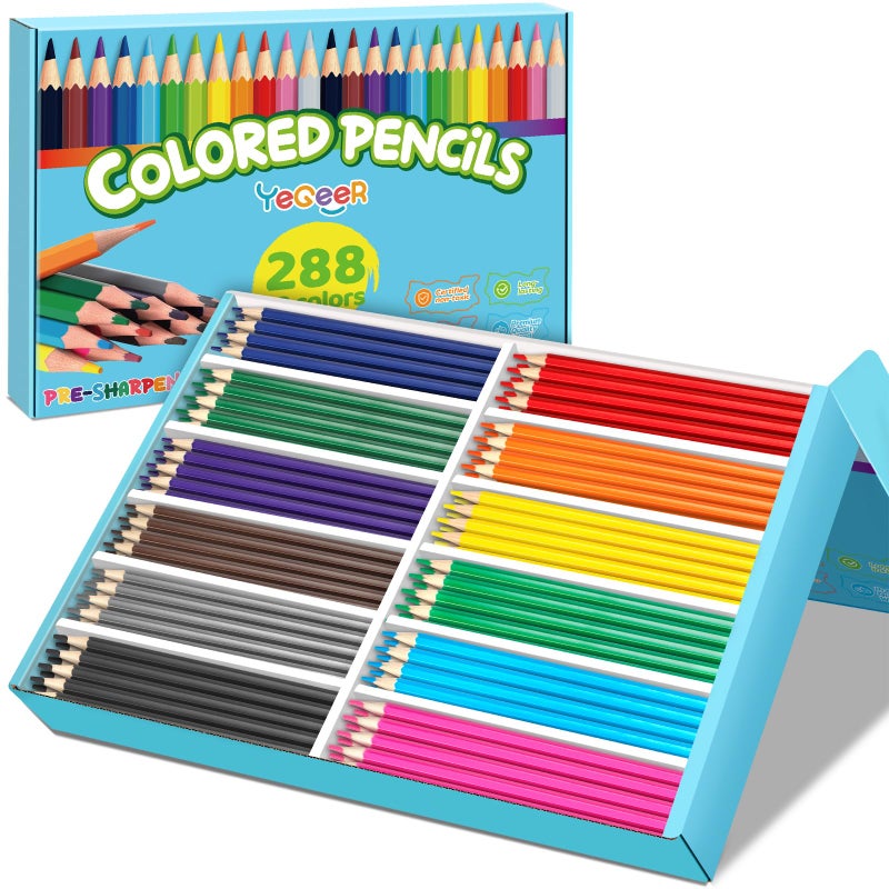 YEGEER 288 Count Colored Pencils Bulk 12 Assorted Colors Presharpened Coloring Pencils Set for Kids and Adult Teachers Essential Classroom Prizes Back to School Supplies One box - Image 2