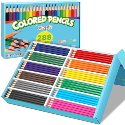 YEGEER 288 Count Colored Pencils Bulk 12 Assorted Colors Presharpened Coloring Pencils Set for Kids and Adult Teachers Essential Classroom Prizes Back to School Supplies One box - Image 1