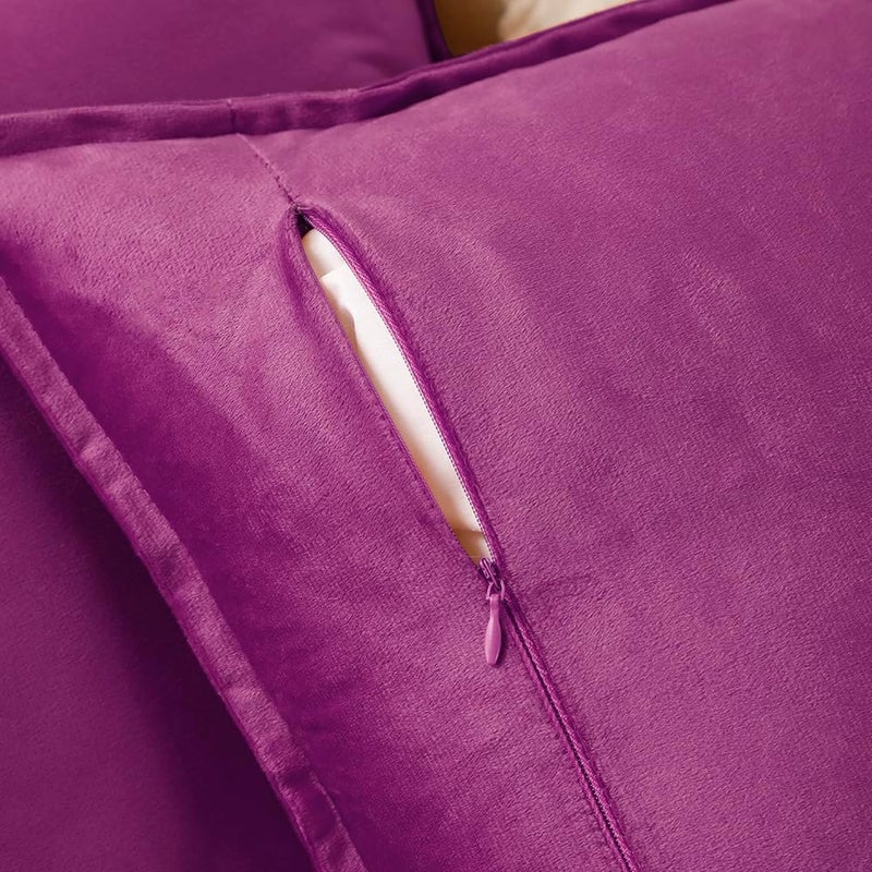 VAKADO Throw Pillow Covers 18x18 Set of 2 Fuchsia Velvet Decor Decorative Couch Cushion Euro Pillowcases with Fringe Home Bed Decoration for Sofa Bedroom Office - Image 3