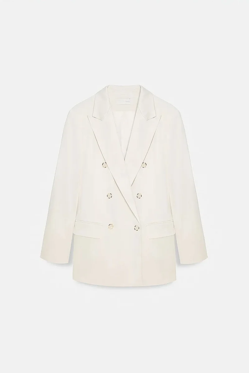 DILVIN Long Satin Shawl-Collar Blazer