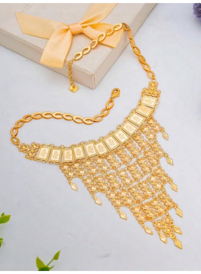 GOLDMAX 21k Gold Plated Necklace & Earrings Jewelry Set For Women - Image 2