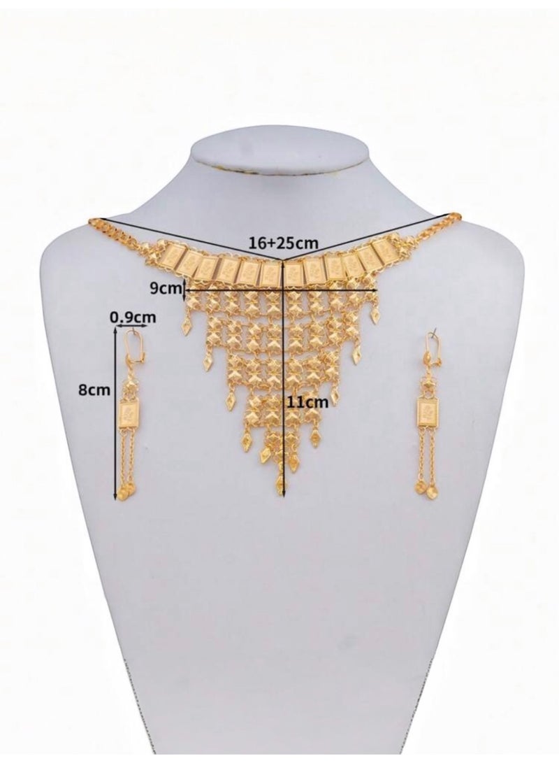GOLDMAX 21k Gold Plated Necklace & Earrings Jewelry Set For Women - Image 4