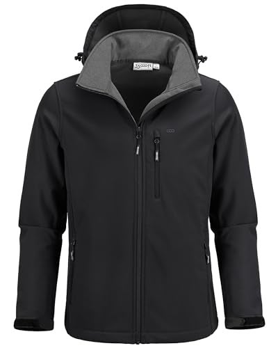 33,000ft Men's Softshell Jacket with Hood Fleece Lined Windbreaker Lightweight Waterproof Jackets for Hiking - Image 1