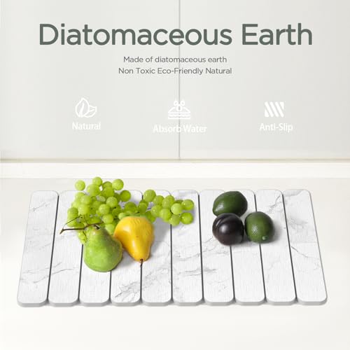 imgrose Stone Drying Mat for Kitchen Counter, White Fish Belly Stone Dish Drying Mat - Diatomaceous Earth Water Absorbing Drying Stone for Kitchen Counter Mat, Quick Dry Stone Mat Kitchen - Image 4