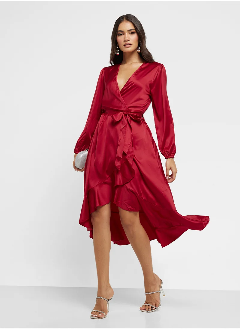ايلا Self Tie Ruffled Hem Dress