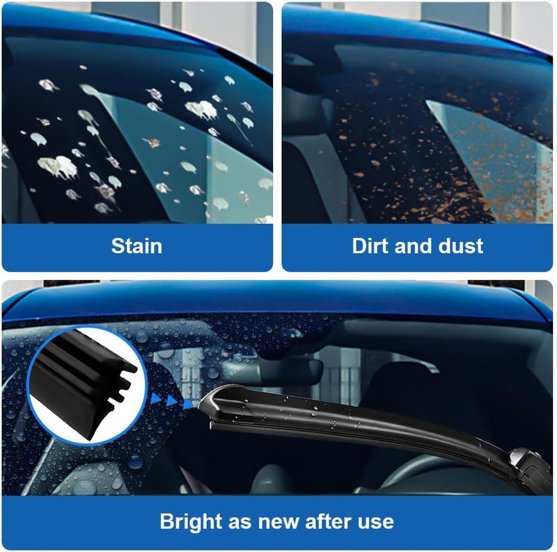HEVLE 4PCS Wiper Blade Refill, Universal Car Accessories, 16" Adjustable Size of Universal Replacement Windshield Wiper Refill Replacement for Front & Rear Windshield Wiper Baldes Rubber Strip (16Inch) - Image 3