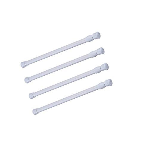 qinnsou Cupboard Bars Tension Rods, 4 Pack Spring Tensions Rods 11.8-20 Inches Steel Adjustable Tension Curtain Rod Closet Rod Window Rods (White) - Image 1