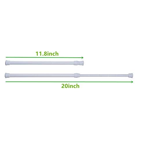 qinnsou Cupboard Bars Tension Rods, 4 Pack Spring Tensions Rods 11.8-20 Inches Steel Adjustable Tension Curtain Rod Closet Rod Window Rods (White) - Image 2