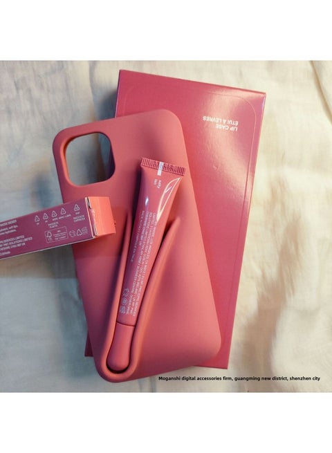 Rhodee Lipstick Lip Gloss IPhone16promax Phone Case For Apple 15pro Silicone 14 Color Box Packaging-Color:Bean Paste Color (with Original Packaging) + Lipstick-Applicable Models:iphone15promax