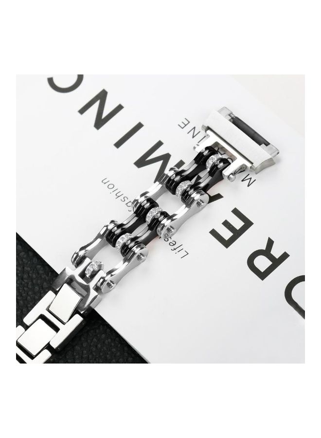 NIBEMINENT Stainless Steel Locomotive Chain Strap Watchband For Fitbit Ionic Silver/Black - Image 4
