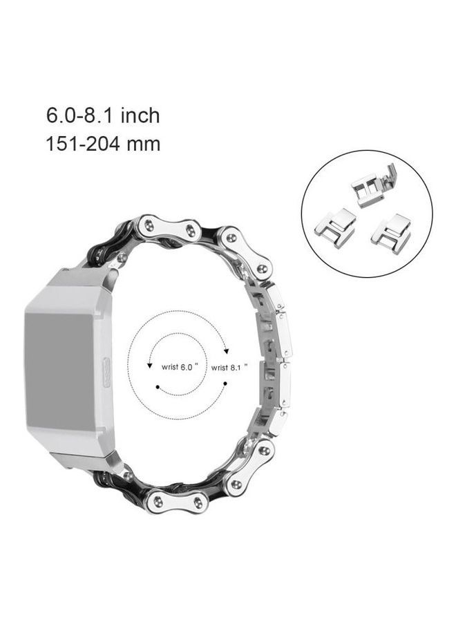 NIBEMINENT Stainless Steel Locomotive Chain Strap Watchband For Fitbit Ionic Silver/Black - Image 2