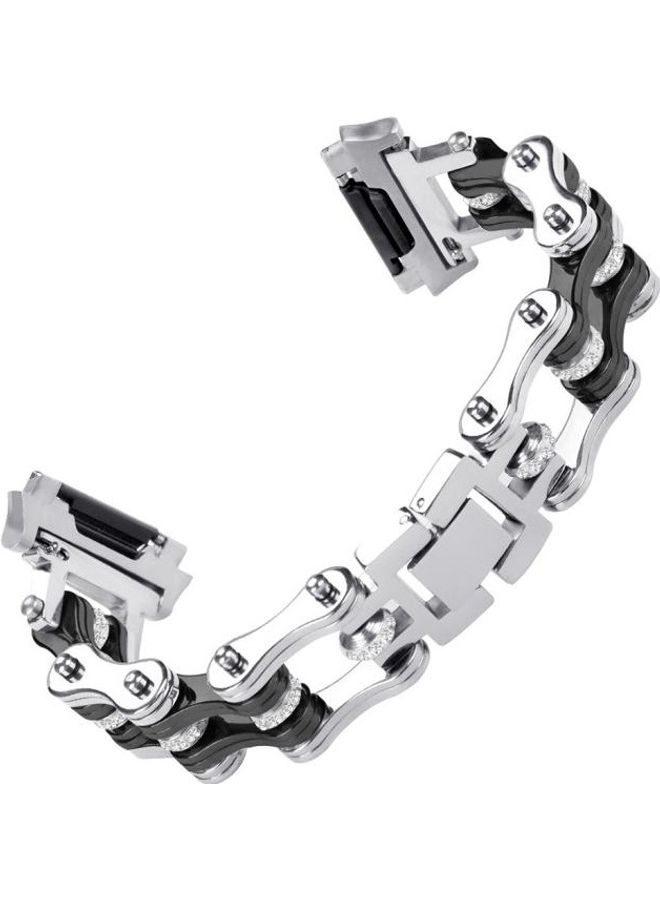 NIBEMINENT Stainless Steel Locomotive Chain Strap Watchband For Fitbit Ionic Silver/Black - Image 1