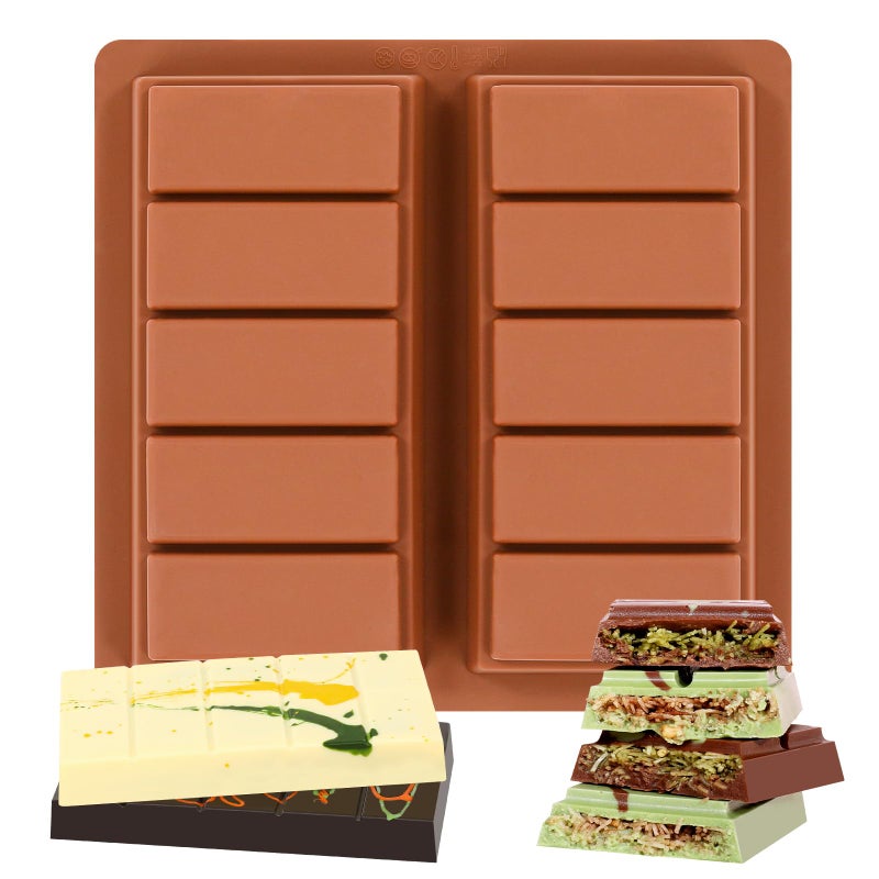 Fimary Chocolate Bar Mold, Silicone Dubai Chocolate Mold 1 Inch Deep - Non-Stick, Flexible, Large and Thick Homemade Chocolates, Candies, and Desserts - Set of 1 - Image 1