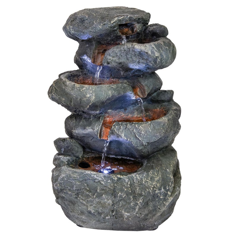 Sunnydaze Sunnydaze Tabletop Water Fountain  15Inch 6Tier Relaxing Indoor Desktop Water Fountain with LED Lights  Office Bedroom Living Room 