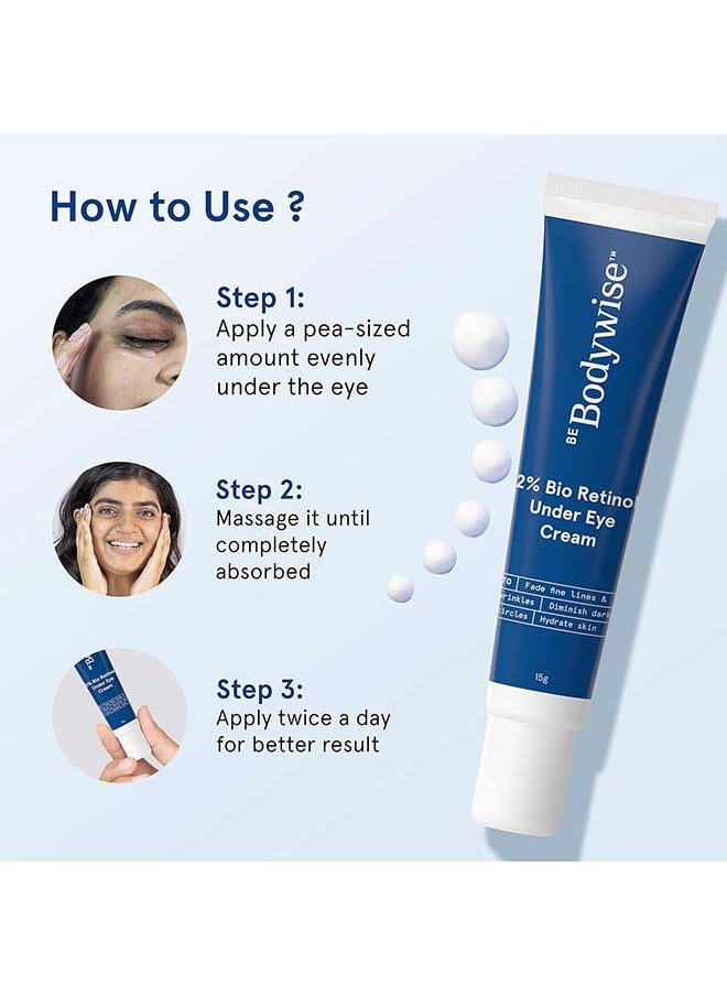 Be Bodywise - 2% Bio Retinol Under Eye Cream  With 2% Bio Retinol, 1% Niacinamide And 2% Kakadu Plum | Helps To Reduce Dark Circles, Fine Lines And Wrinkles, Puffed Eyes - Image 1