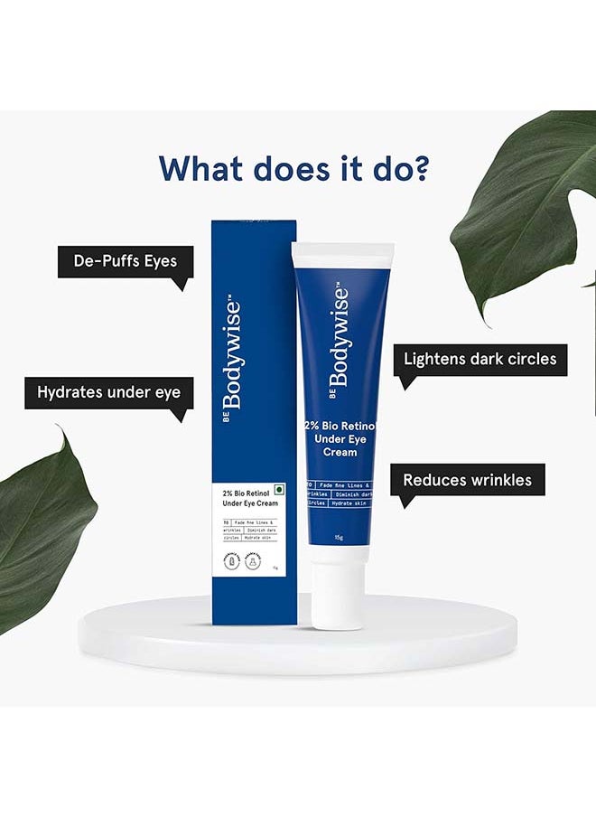 Be Bodywise - 2% Bio Retinol Under Eye Cream  With 2% Bio Retinol, 1% Niacinamide And 2% Kakadu Plum | Helps To Reduce Dark Circles, Fine Lines And Wrinkles, Puffed Eyes - Image 1
