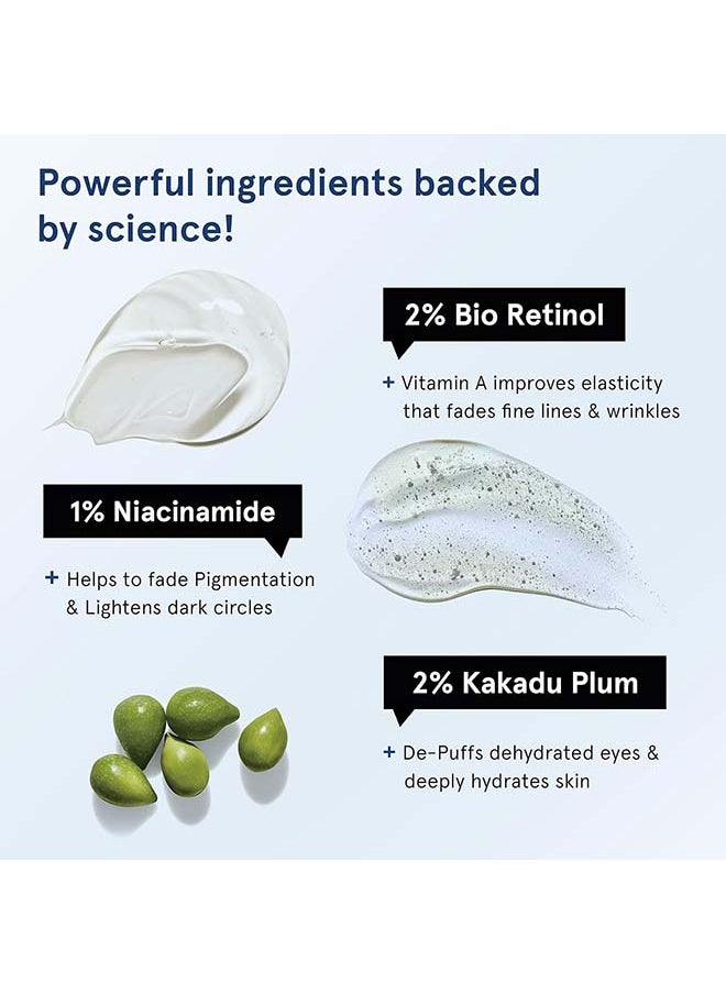 Be Bodywise - 2% Bio Retinol Under Eye Cream  With 2% Bio Retinol, 1% Niacinamide And 2% Kakadu Plum | Helps To Reduce Dark Circles, Fine Lines And Wrinkles, Puffed Eyes - Image 1