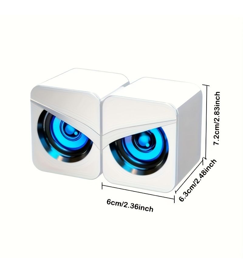 مكبر صوت USB سلكي أبيض للألعاب مع إضاءة LED ومقبس AUX 3.5 مم مكبر صوت متعدد الأجهزة للكمبيوتر الشخصي، متوافق مع الحاسوب والهاتف الخلوي وجهاز العرض وأجهزة MP3 - Image 1