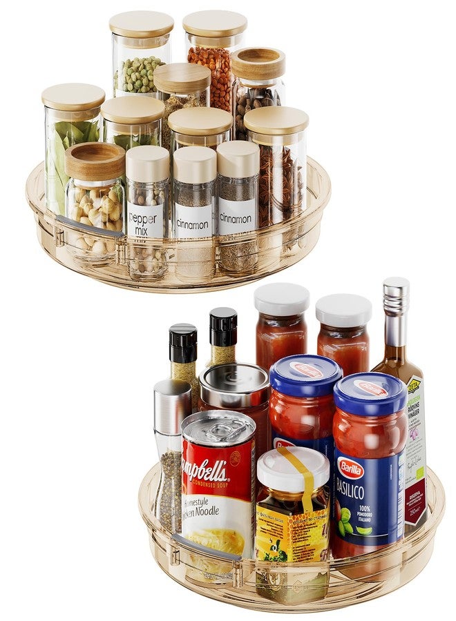 LAMU 2 Pack Lazy Susan Organizer 9.25 inch Lazy Susan Turntable for Cabinet, Rotating Spice Organization for Cabinet, Kitchen, Table Top, Countertop, Pantry Fridge Organizers and Storage, Amber - Image 1