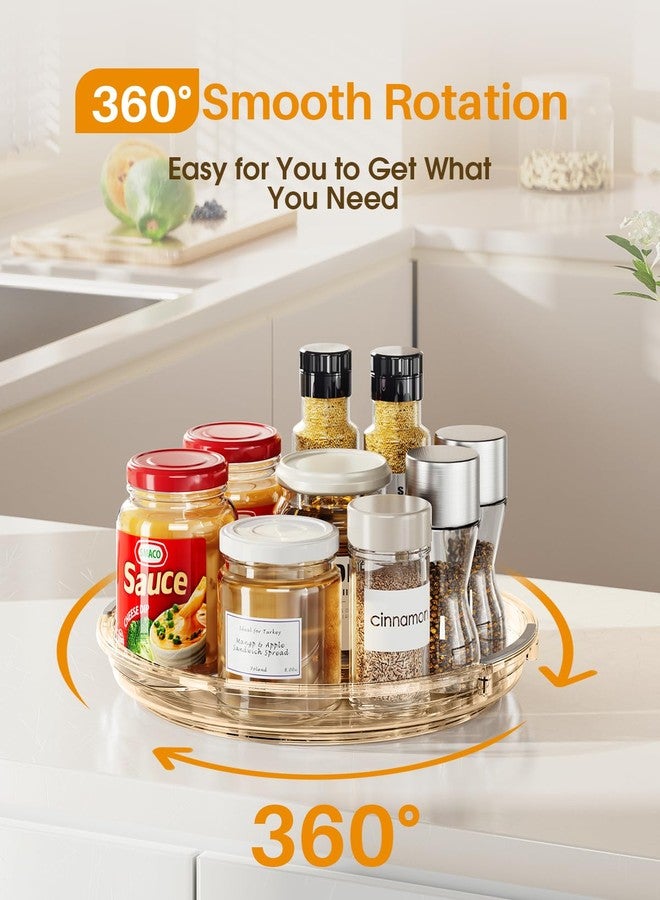 LAMU 2 Pack Lazy Susan Organizer 9.25 inch Lazy Susan Turntable for Cabinet, Rotating Spice Organization for Cabinet, Kitchen, Table Top, Countertop, Pantry Fridge Organizers and Storage, Amber - Image 3