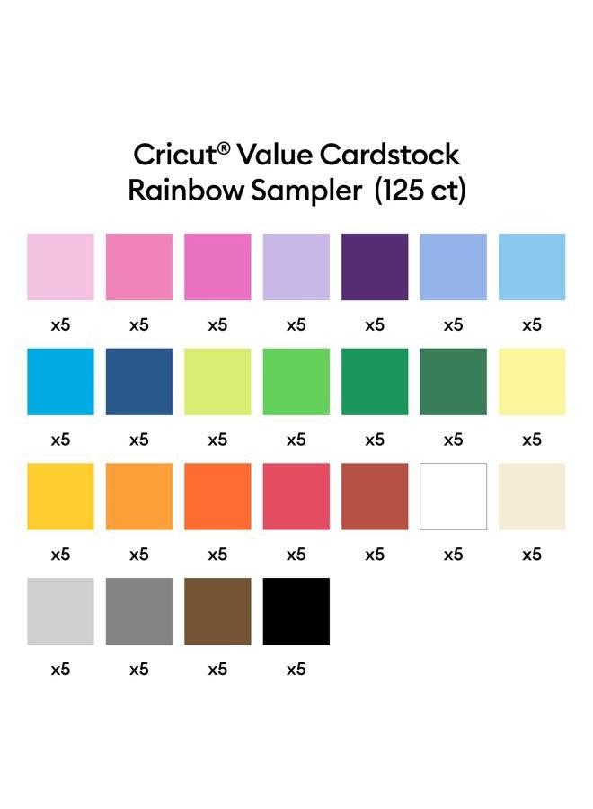 Cricut Value Cardstock Paper, Rainbow Sampler - 125 sheets (8.5" x 11") - Compatible with Joy Xtra, Explore, & Maker Machines - Letter Size - Image 2