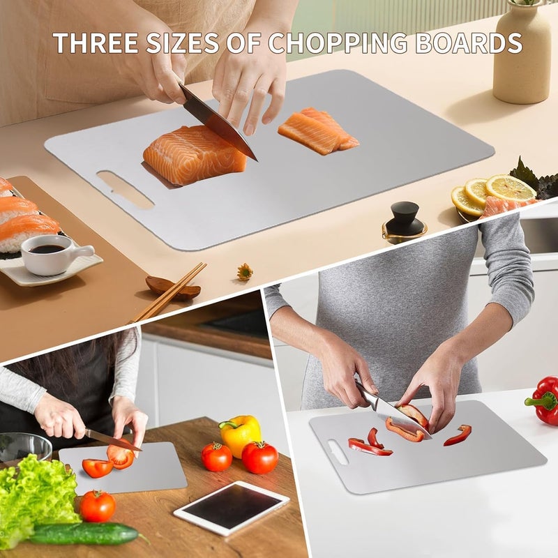 SPITZE Large Steel Cutting Boads | 304 Stainless Steel Chopping Boards for Cutting Vegetables, Meat, Fish, Fruits for Kitchen (Combo 2pc (39x28cm and 30x20cm)) - Image 4