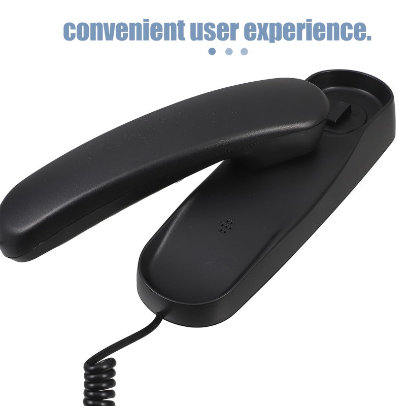 Black Retro Wall Mount Corded Landline Telephone Portable Mini Phone for Office Home Hotel - Image 4