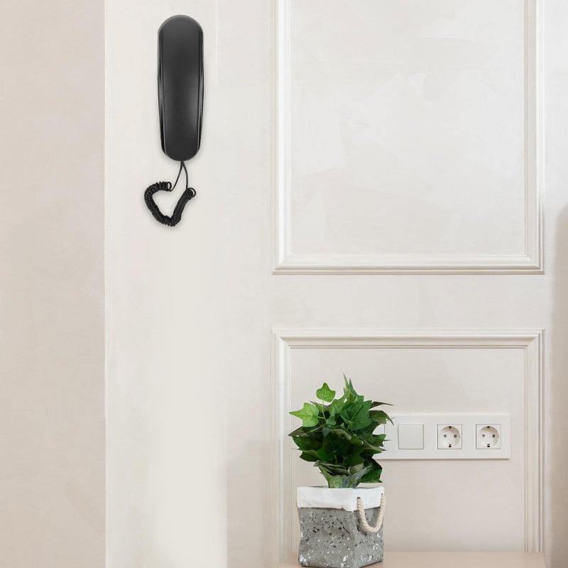Black Retro Wall Mount Corded Landline Telephone Portable Mini Phone for Office Home Hotel - Image 5