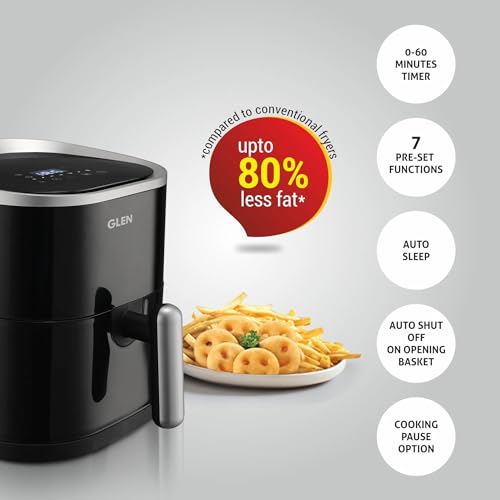 Glen Digital Air Fryer, 3.5 Litre Airfryer 1300W with 7 Pre-Set Functions, Auto Sleep, Digital Controls, Timer & Temperature Control, Bake, Fry, Roast & Grill with Less Oil, Medium - Black SA-3044DBL - Image 3