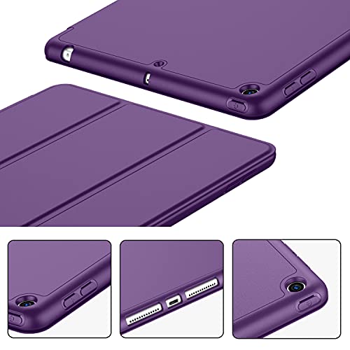 iMieet iPad 9th Generation Case 2021/iPad 8th Generation Case 2020 10.2 Inch with Pencil Holder, iPad 7th Gen 2019 Case with Soft Baby Skin Silicone Back, Auto Wake/Sleep Cover (Dark Purple) - Image 4