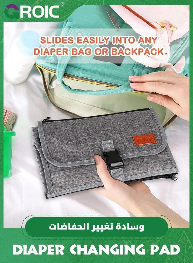 GROIC Portable Diaper Changing Pad, Baby Mat with Smart Wipes Pocket, Waterproof Station Kit, for Shower, Travel, Walking  - Image 4