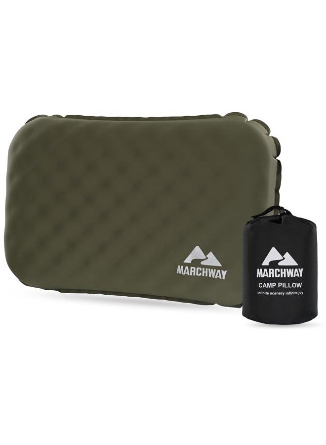 MARCHWAY Inflatable Camping Pillow with Foam Top - Lightweight Compact, Dual-Sided All-Season for Camping, Hiking, Backpacking, Car Travel (Green) - Image 1
