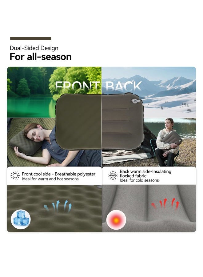 MARCHWAY Inflatable Camping Pillow with Foam Top - Lightweight Compact, Dual-Sided All-Season for Camping, Hiking, Backpacking, Car Travel (Green) - Image 4