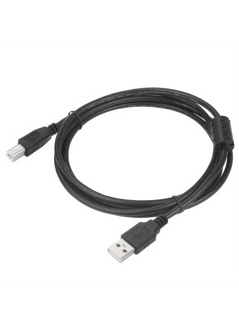 كابل طابعة USB 2.0 بطول 1.5 متر (من ذكر A إلى ذكر B) - سلك ماسح ضوئي عالي السرعة ومحرك أقراص ثابت لطابعات HP وCanon وEpson وBrother وSamsung وDell وLexmark وXerox - كابل أسود متين لأجهزة البيانو والمحول الرقمي التناظري - Image 2