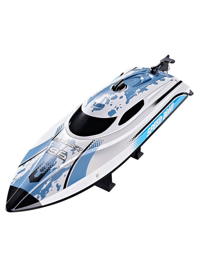 HJ820 High-speed Remote Control Boat 2.4G Water Racing Speedboat Children's Electric Toy Boat With Night Light-Color:White Blue Chinese Version  - Image 1