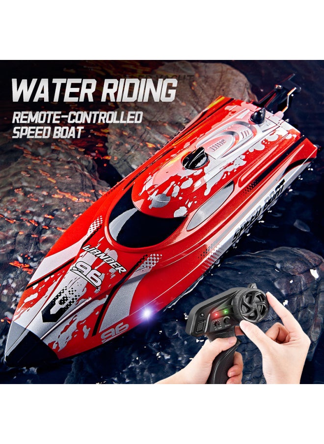 HJ820 High-speed Remote Control Boat 2.4G Water Racing Speedboat Children's Electric Toy Boat With Night Light-Color:White Blue Chinese Version  - Image 2
