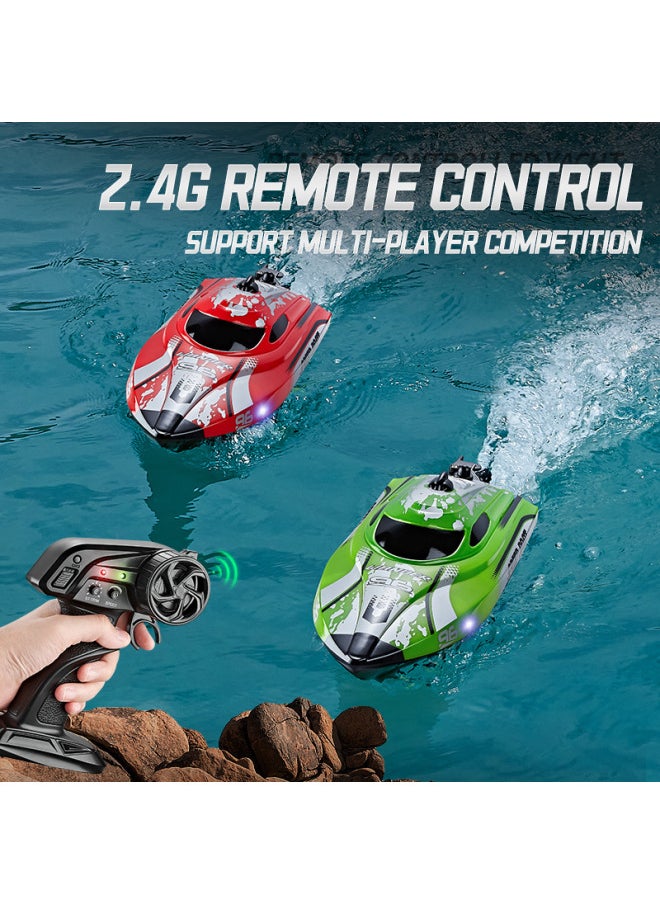 HJ820 High-speed Remote Control Boat 2.4G Water Racing Speedboat Children's Electric Toy Boat With Night Light-Color:White Blue Chinese Version  - Image 3