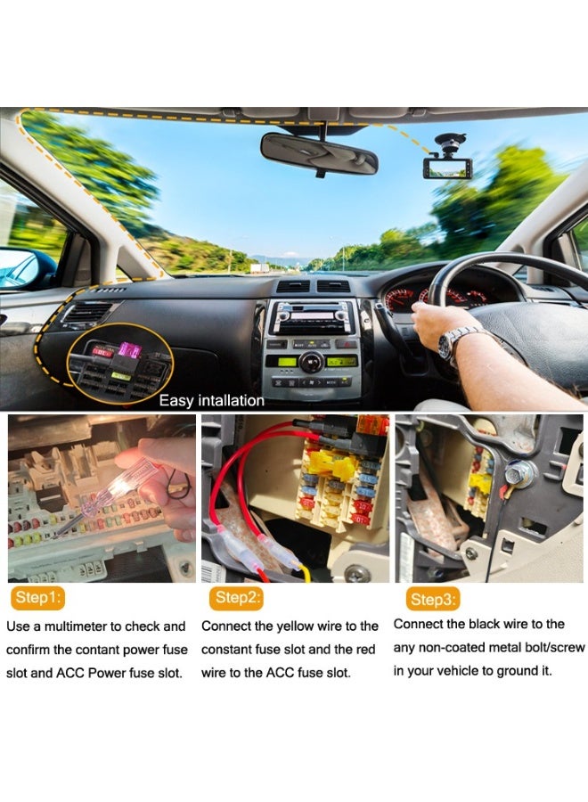 Generic Driving recorder hard cable kit, 12V-30V to 5V/2A, TypeC USB hard cable kit, suitable for driving recorder, 8 fuse distribution cable and installation tools, 24-hour parking monitor and low voltage protection (11.5 feet)  - Image 3