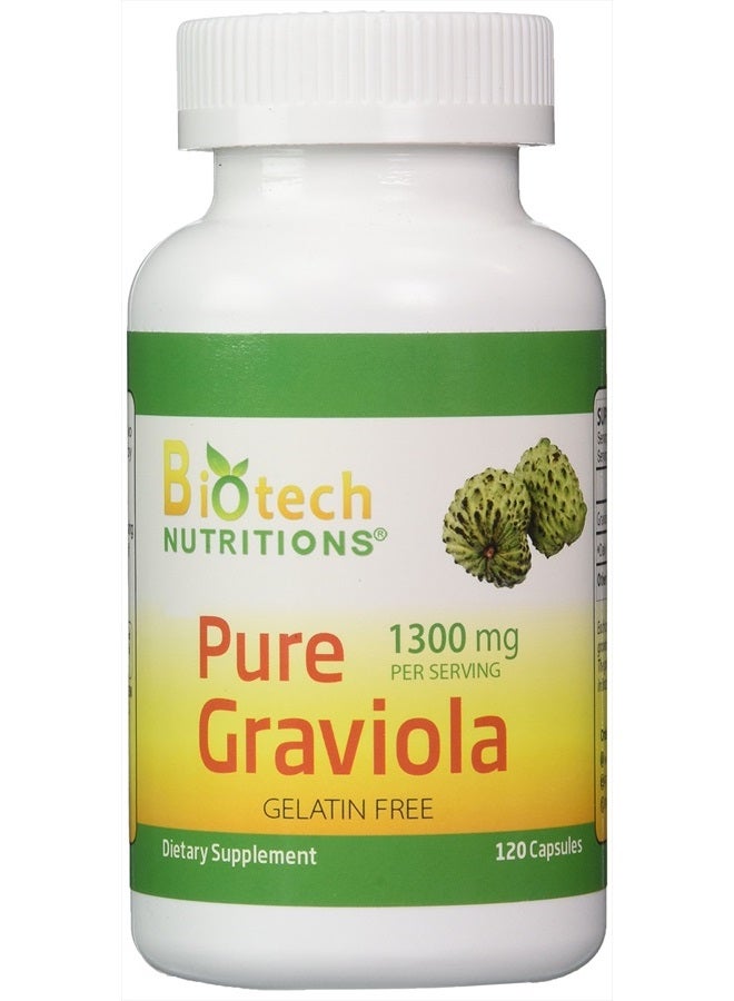 Biotech Nutritions غرافيولا 100% نقية غرافيولا 1300 ملغ لكل حصة 120 كبسولة لكل زجاجة (أنونا موريكاتا) - Image 1
